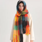 New Luxury Winter Soft Head Wraps Plaid Scarf Shawls Cashmere  Warm Cashmere Scarves Rainbow For Women Stevvex