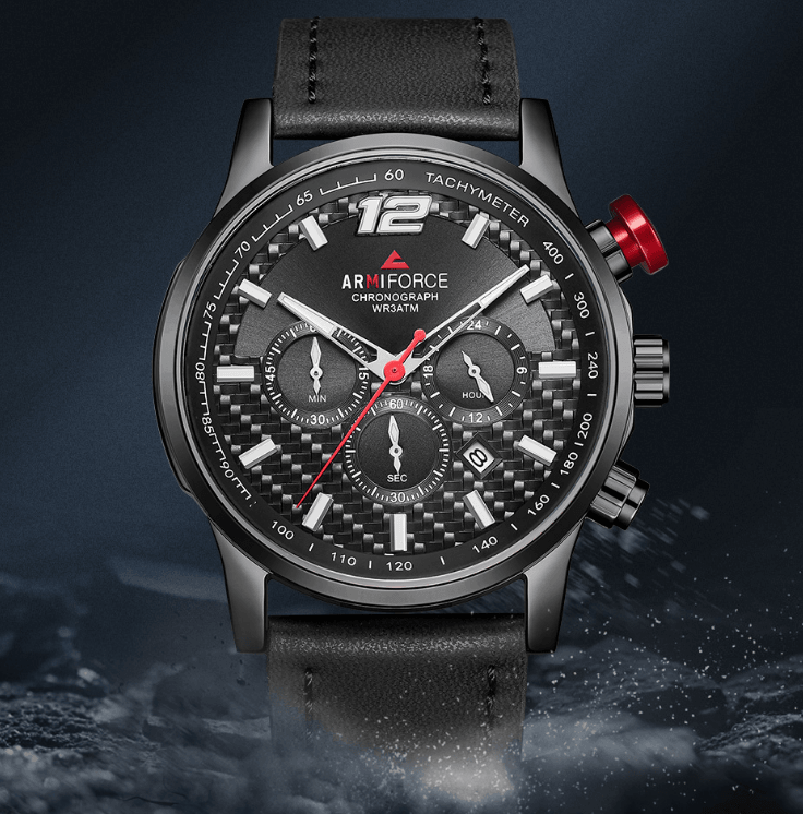 Mens Waterproof Sport Watch With Chronometers Day View And Cross-Matte Background Modern Man Watch Stevvex