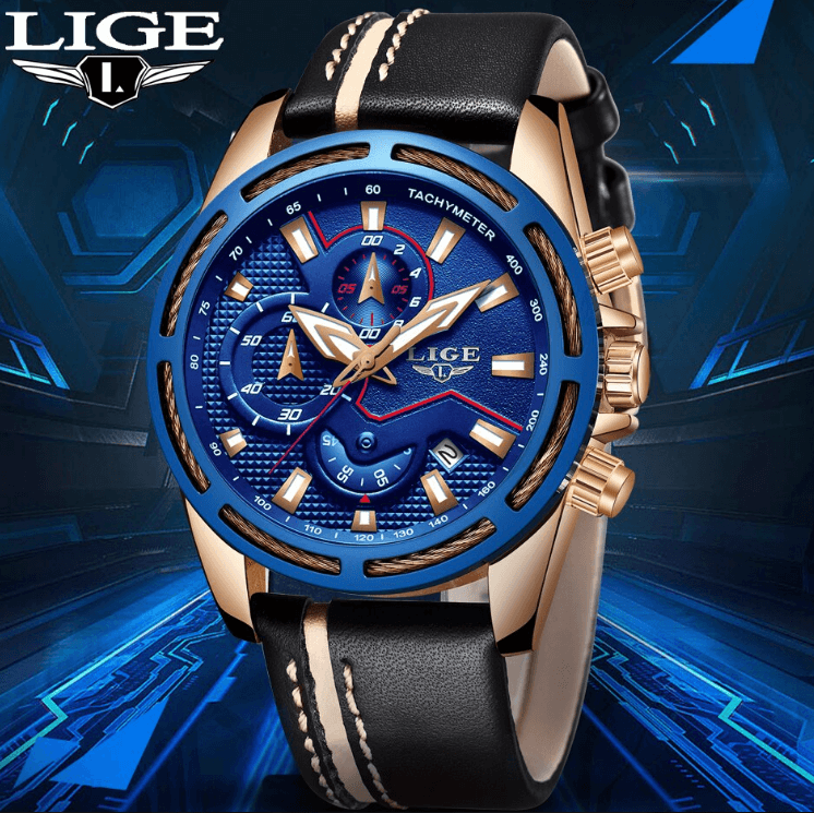 Waterproof Men's Sports  Watch With Leather Transparent Belts, Chronometers Day View Perfect Gift Stevvex