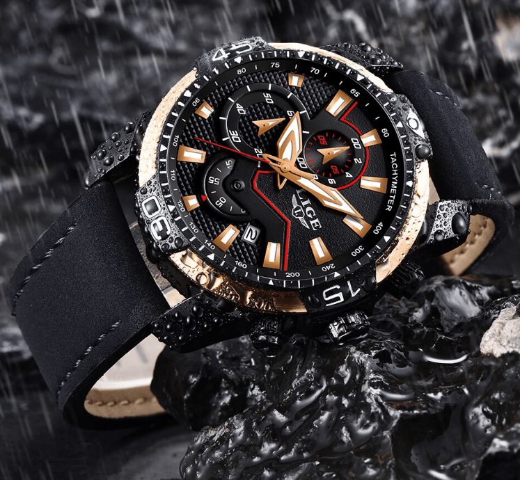 Men's Elegant Waterproof  Watch With Leather Straps   Business Style Watches Unique Design Perfect Gift For Your Man Stevvex