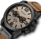 Retro  Waterproof Watch With Chronometers Steel Case And Leather Belts Unique Design Excellent Look Perfect Gift For Your Man Stevvex