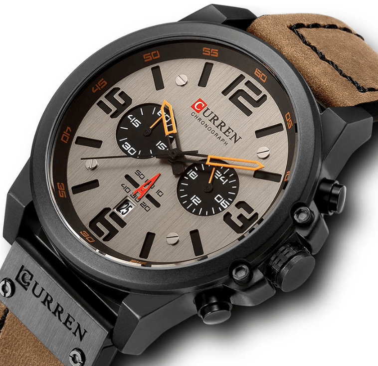 Retro  Waterproof Watch With Chronometers Steel Case And Leather Belts Unique Design Excellent Look Perfect Gift For Your Man Stevvex