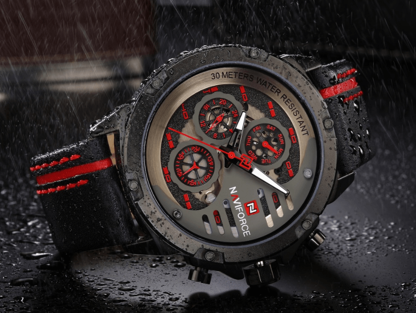 Men's  Sports Waterproof Watch With Chronometers And Leather Belt Multifunction Wristwatch Unique Design Perfect Gift - SJB-DIAMOND ELITES