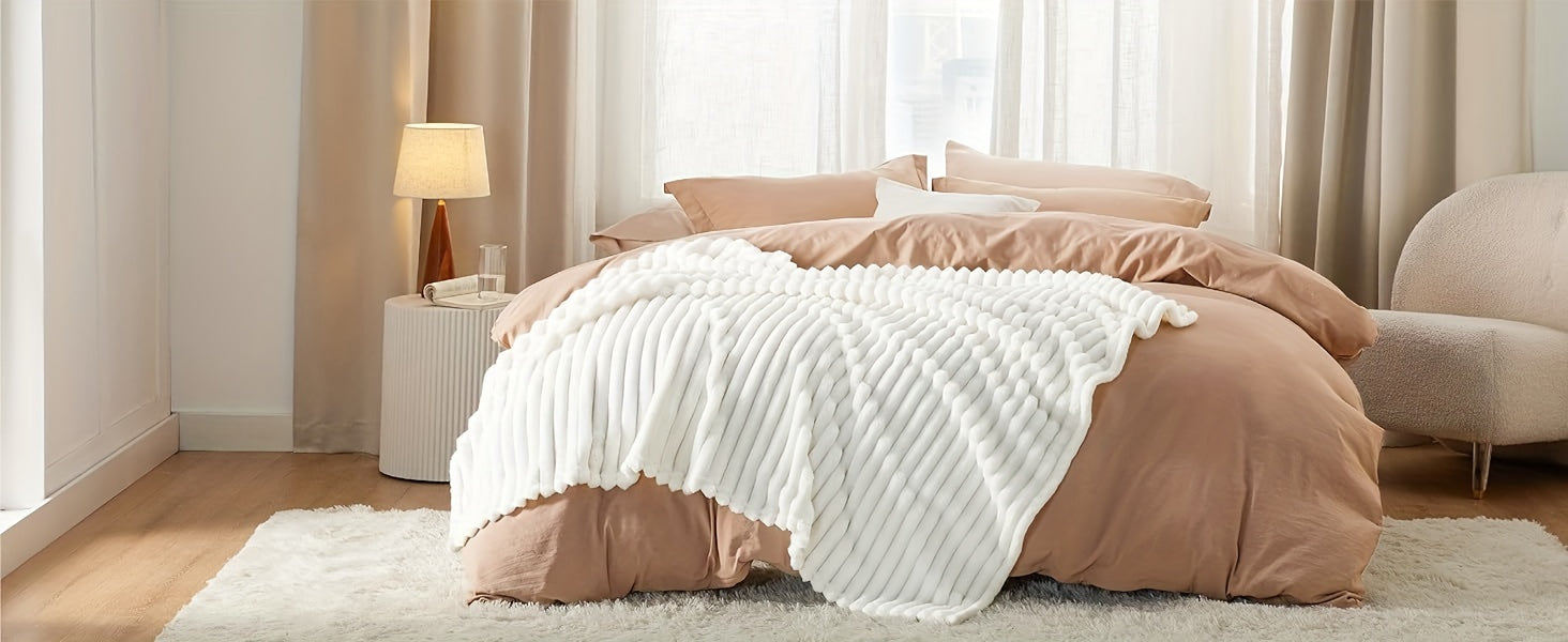 1pc Cozy Double-Sided 3D Rabbit Hair Blanket - Soft, Warm, and Fuzzy for Snuggling Up - Perfect for Office, Outdoor Camping, Sofa, and Gift Giving Lootquake LLC