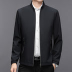 Men's Stand Collar Casual Jacket - Lightweight Middle-Aged Outerwear (Blue/Black/Brown, Sizes 170-195cm) Pi-Mart