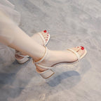 Women’s Ankle Strap Mid Stiletto Heel Sandal  Open-toed Fairy Style - SJB-DIAMOND ELITES
