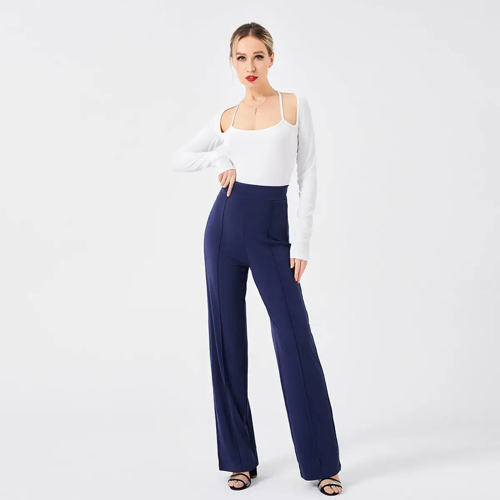 Solid Color Casual Pants Slim, High-waisted Bell Bottoms - SJB-DIAMOND ELITES