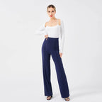 Solid Color Casual Pants Slim, High-waisted Bell Bottoms - SJB-DIAMOND ELITES