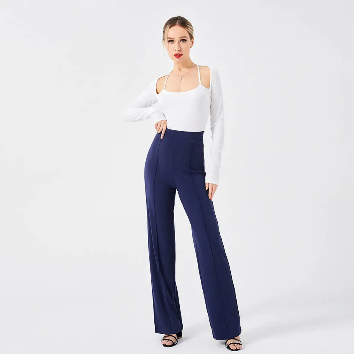 Solid Color Casual Pants Slim, High-waisted Bell Bottoms - SJB-DIAMOND ELITES