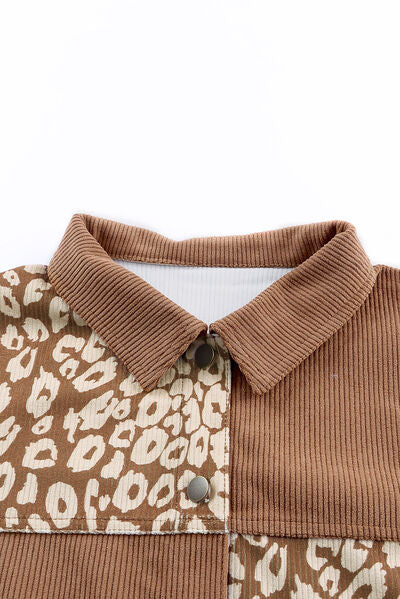 Leopard Print Drop Shoulder Jacket with Button-Up Closure Beautiful Unique Design Winter Jacket Stevvex