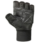 MRX Weight Lifting Gloves With Long Wrist Strap Genuine Leather Black All Sizes MRX Products