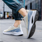 Color-blocked Mesh Sneakers Men Breathable Comfortable Casual Fashion Lace Up Wear-resistant Walking Running Sports Shoes Pi-Mart