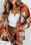 Plaid Button Up Long Sleeve Jacket Classic & Timeless Lightwear Outerwear For women and Girls Stevvex