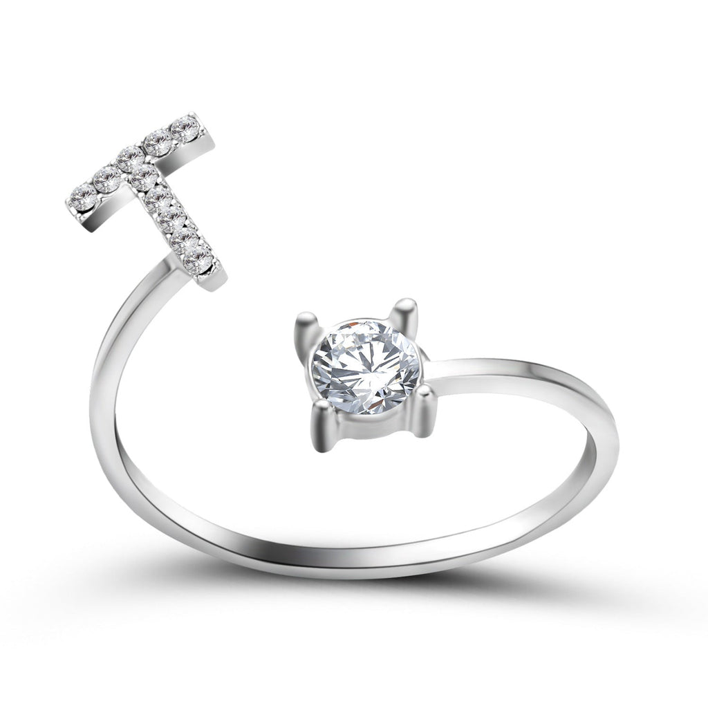 Adjustable 26 Initial Letter Ring Fashion Jewelry For Women Simple Elegant Jewelry Pi-Mart