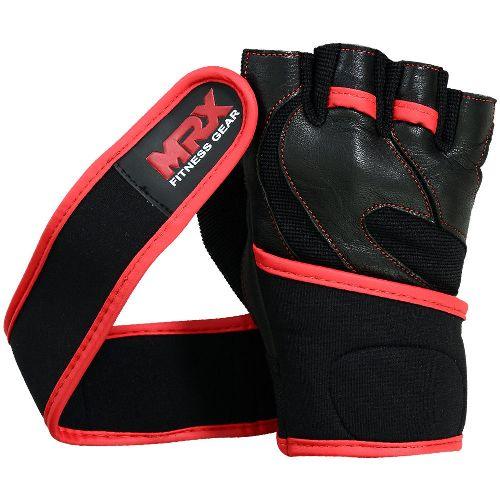 Mrx Weight Lifting Leather Gloves With Long Wrist Strap MRX Products