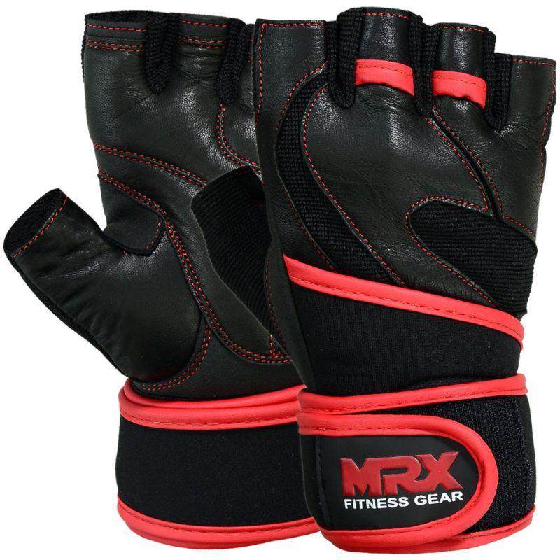 Mrx Weight Lifting Leather Gloves With Long Wrist Strap MRX Products