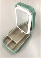 Makeup Storage Box With LED Light Mirror Portable Travel Makeup Cosmetics Storage Box Touch Light Storage Organizer Pi-Mart