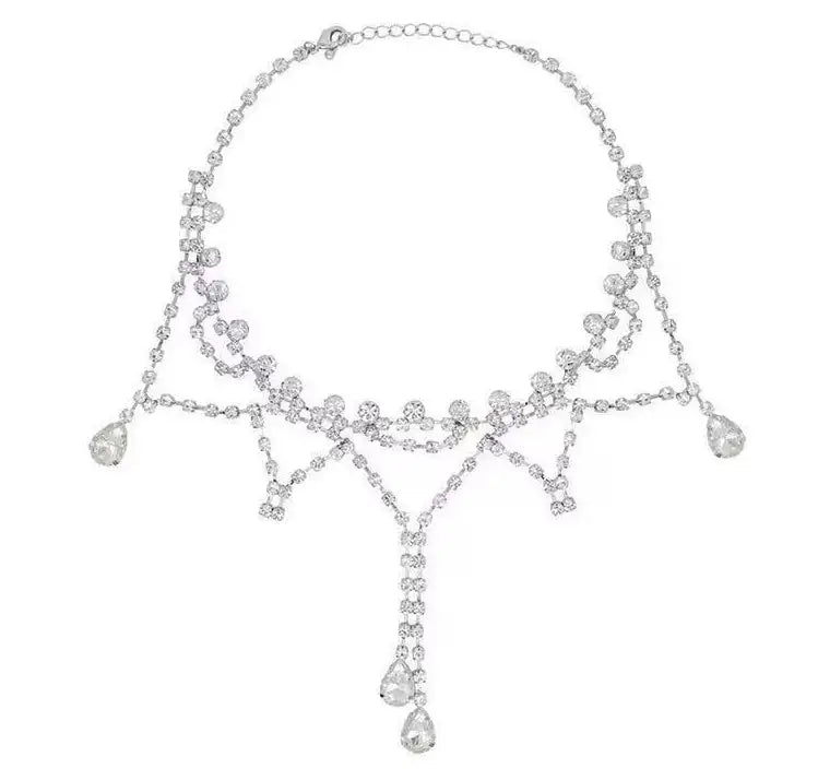 2025 New High End Design Full Diamond Water Diamond Necklace