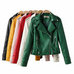 Short PU motorcycle leather jacket Pi-Mart
