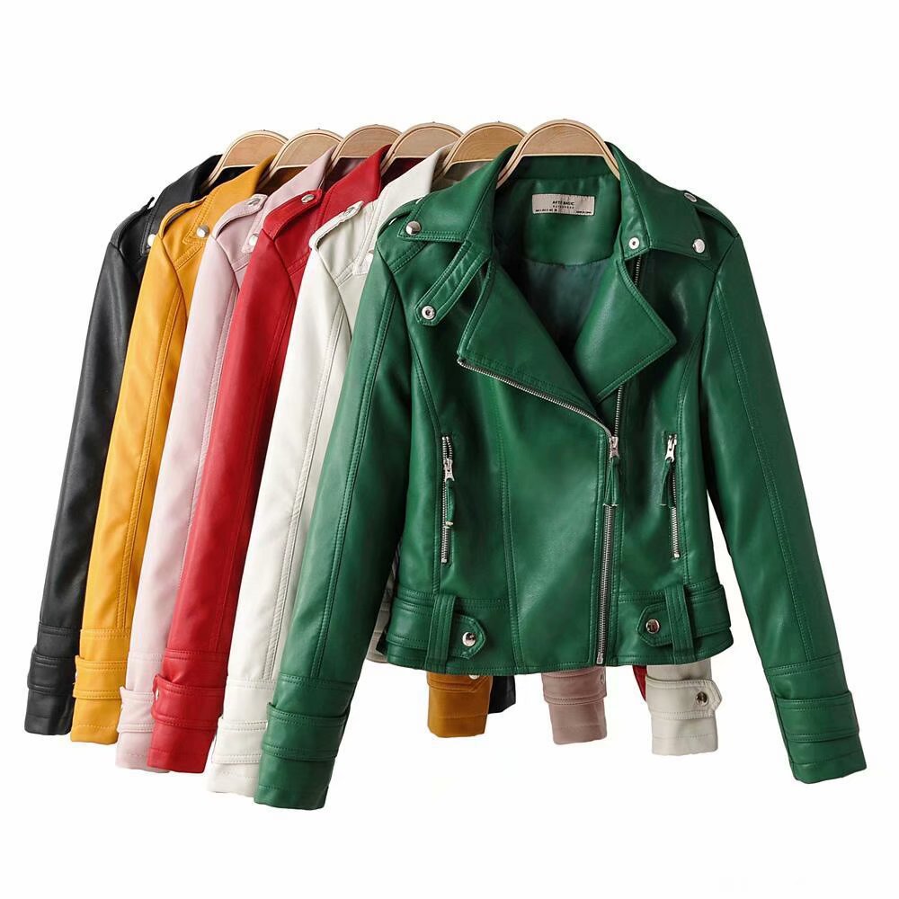 Short PU motorcycle leather jacket Pi-Mart