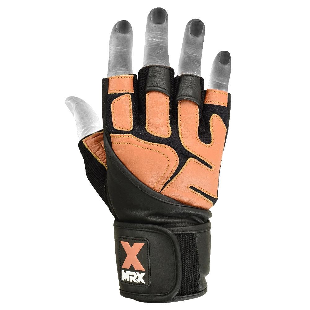 Mrx Men's Weight Lifting Pro Leather Gloves 18 Inches Long Wrist Strap MRX Products
