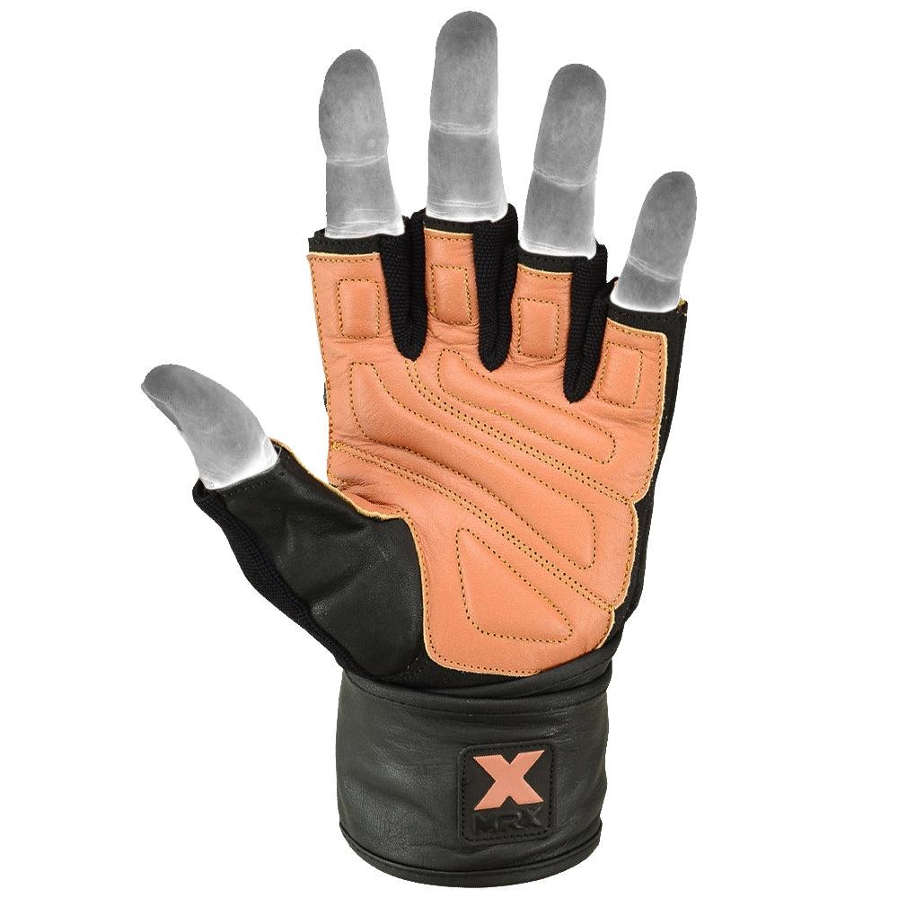 Mrx Men's Weight Lifting Pro Leather Gloves 18 Inches Long Wrist Strap MRX Products