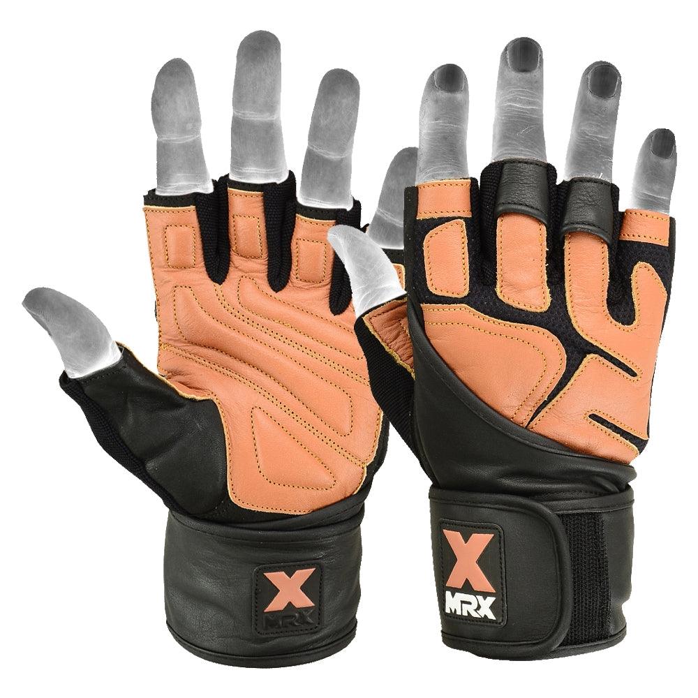 Mrx Men's Weight Lifting Pro Leather Gloves 18 Inches Long Wrist Strap MRX Products