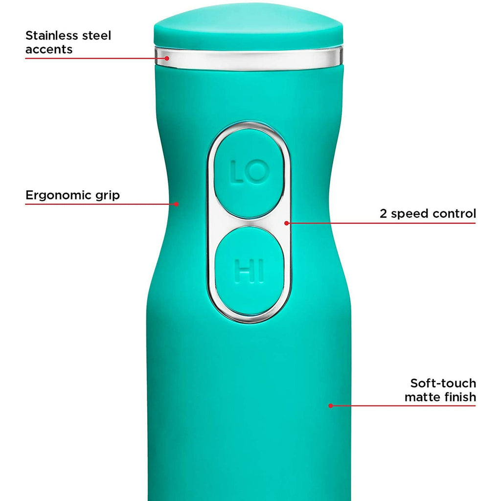 Chefman 300W Multi-speed Immersion Hand Blender Stainless Steel Blades Turquoise EasyOptionXY LLC