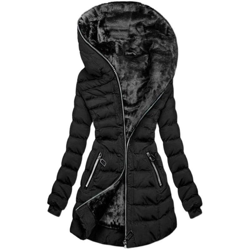 Hooded long-sleeved warm and velvet cotton jacket Pi-Mart