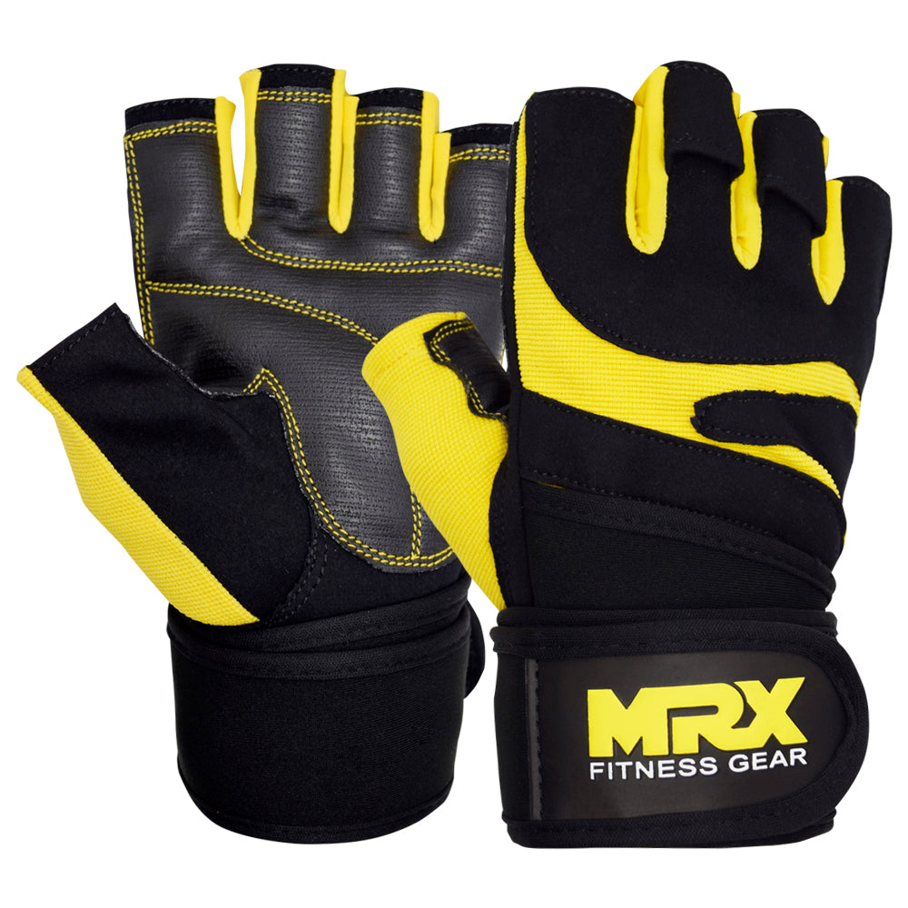 MRX Weightlifting Gloves Long Strap 2624-YLW-S - SJB-DIAMOND ELITES