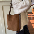 Suede vintage leopard print bucket bag, versatile shoulder crossbody women tote bag, hobo shoulder bag for women - SJB-DIAMOND ELITES