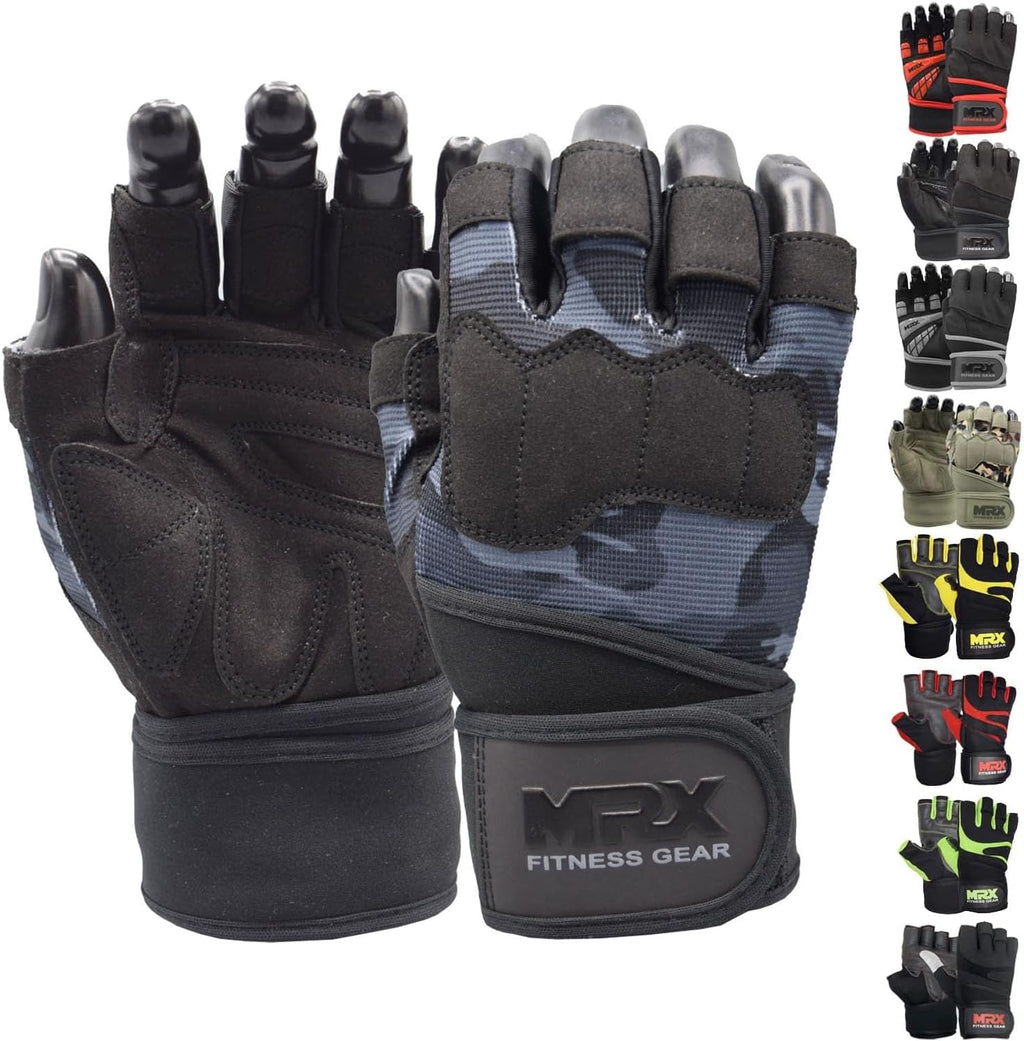 MRX Weightlifting Gloves for Gym Workout Training Long Wrist Strap - SJB-DIAMOND ELITES