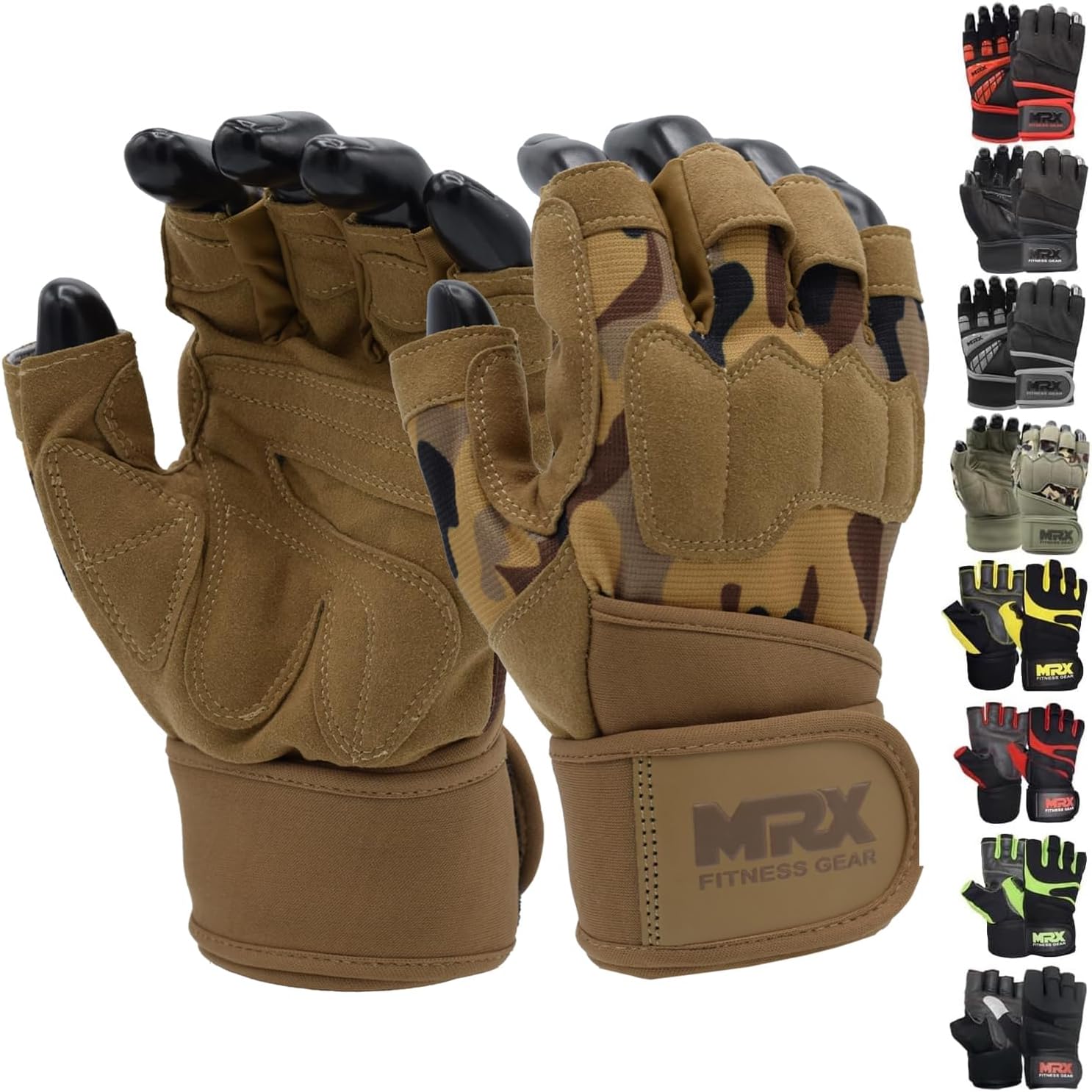 MRX Weightlifting Gloves for Gym Workout Training Long Wrist Strap - SJB-DIAMOND ELITES