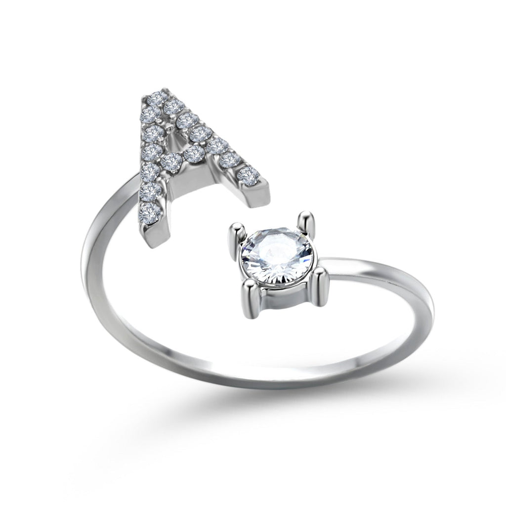 Adjustable 26 Initial Letter Ring Fashion Jewelry For Women Simple Elegant Jewelry Pi-Mart