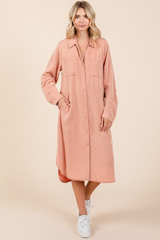 Button Down Long Sleeve Shirt Dress For Women – Casual, Timeless and Versatile Classic Shirt Dress for Year-Round Wear Stevvex