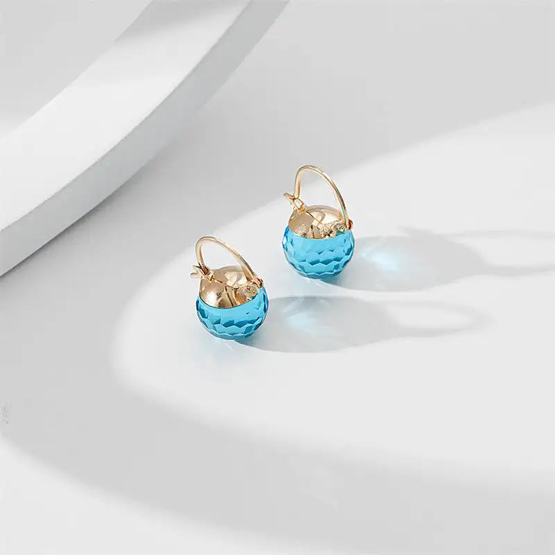 European And American Stylish Round Crystal Ear Clips Women
