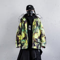 Winter coat men's plus size tie-dye student cotton coat, made old personality warm, large fur collar camouflage jacket