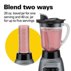 Hamilton Beach Wave Crusher Blender with 40 oz. Glass Blender Jar and 20 Oz. Travel Jar, 58181 EasyOptionXY LLC