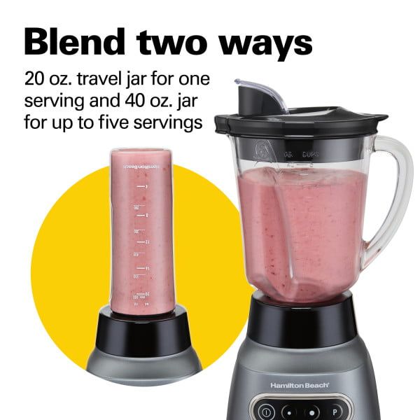 Hamilton Beach Wave Crusher Blender with 40 oz. Glass Blender Jar and 20 Oz. Travel Jar, 58181 EasyOptionXY LLC