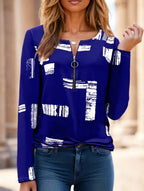 Ladies' Printed Long-sleeved Top Lootquake LLC