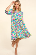 Bubble Sleeve Floral Ruffled Summer Dress For Women – Charming Floral Dress, Feminine Floral Dress, Trendy Bubble Sleeve Dress, Whimsical Ruffled Dress, Elegant Garden Party Dress, Romantic Floral Dress, Chic Bubble Sleeve Dress Stevvex