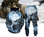 Digital Wolf Pattern Hoodie Sweater Pants Suit For Men And Women Lootquake LLC