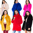 Women's Plus Size Faux Fur Coat - Long Sleeve Thick Winter Jacket in Black/Yellow/Rose Red (European & American Style)