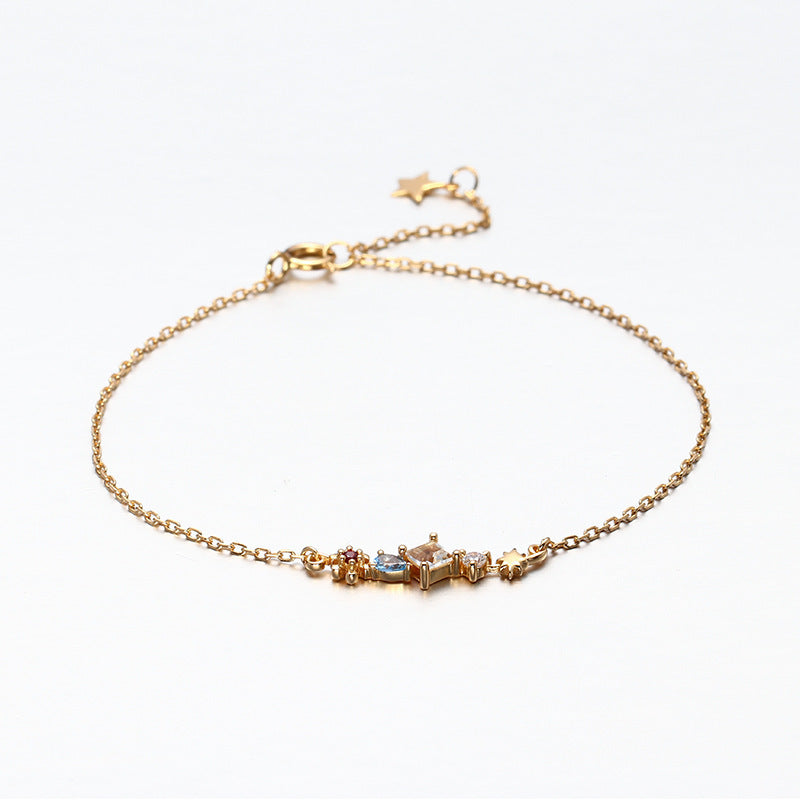 Sterling Silver 14K Gold Plated Zircon Bracelet