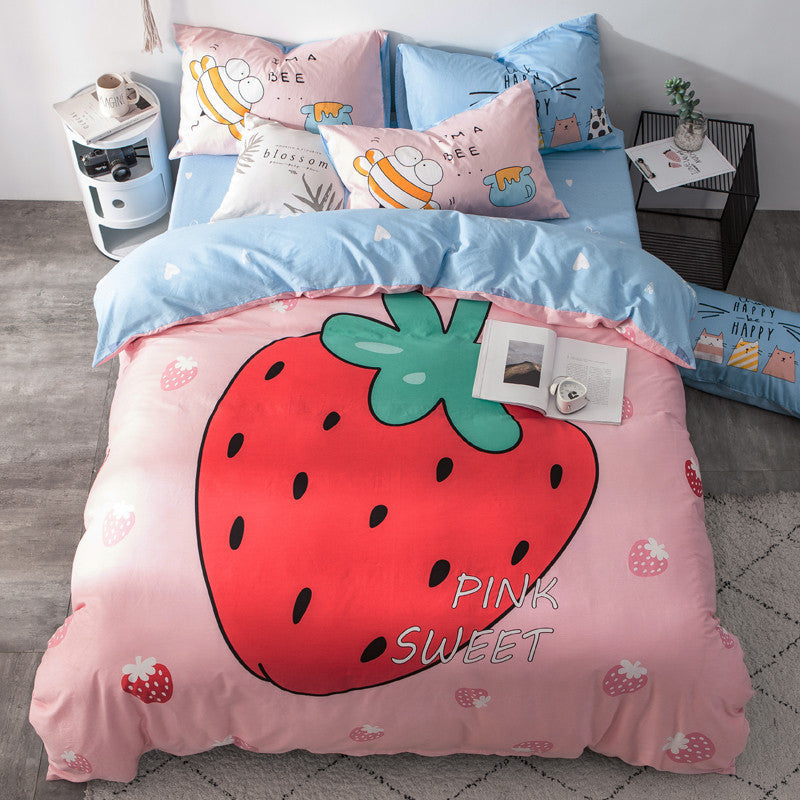 Cartoon four-piece cotton duvet cover Pi-Mart