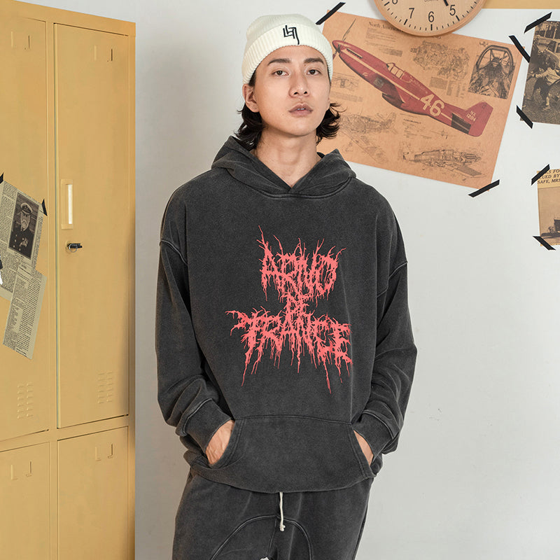 Printed drop hooded hoodie Pi-Mart