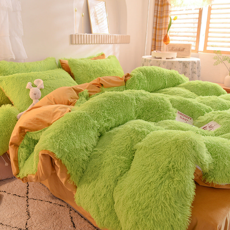Mink velvet crystal velvet four-piece bedding Pi-Mart