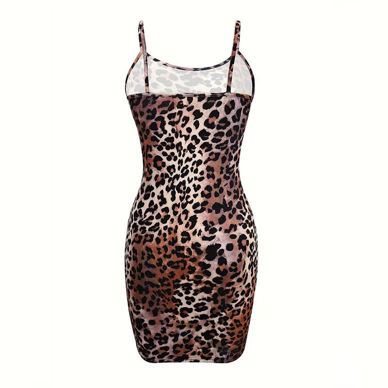 Fashion Leopard Print Slips Backless Sexy Bodycon Maxi Dress Summer Women Sleep Casual Clothes Dress Beach Party Vacation Club Purplish Diva