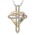 Cross Love Colorful Imitatio Gemstone Pendant Alloy Clavicle Chain Pi-Mart