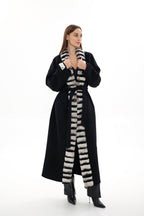 Genuine  French Orylag Fur Italian Cashmere Wool Coat